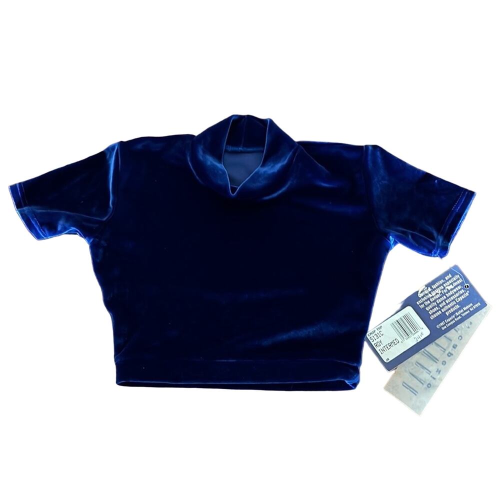 Capezio Skatewear Girls Deep Blue Velour Crop Top Girls Size Int. (Small)